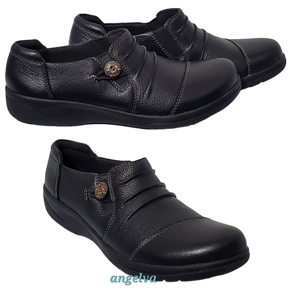 New Clarks collection cheyn inca ultimate comfort slip on loafers black leather - Picture 5 of 16